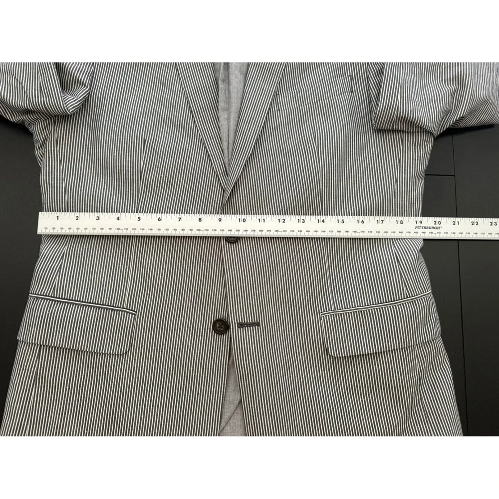 Banana Republic Tailored Fit Blazer Men 40L Striped Cotton Linen 2-Button Jacket